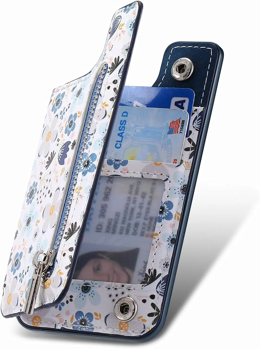 Adhesive Phone Case Wallet with Card Slots, Zipper Pocket, Kickstand & Car Mount Function - Blue
Adhesive Phone Case Wallet with Card Slots, Zipper Pocket, Kickstand & Car Mount Function - Blue