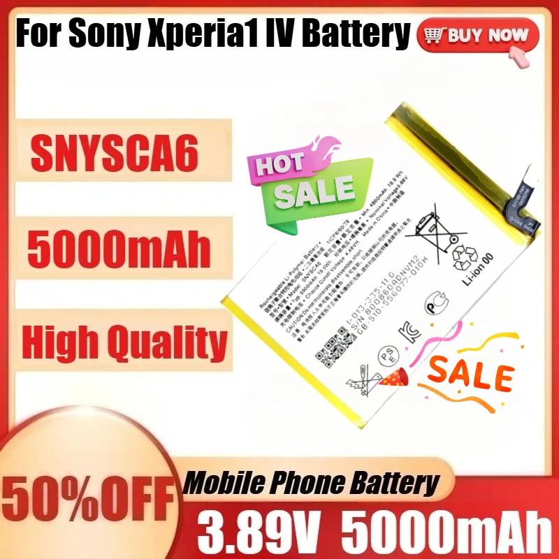 Аккумулятор SNYSCA6 для Sony Xperia 1 IV/Xperia IV/Xperia 1V + инструменты. Новый аккумулятор SNYSCA6 3.89V 5000mAh.
Аккумулятор SNYSCA6 для Sony Xperia 1 IV/Xperia IV/Xperia 1V + инструменты. Новый аккумулятор SNYSCA6 3.89V 5000mAh.
