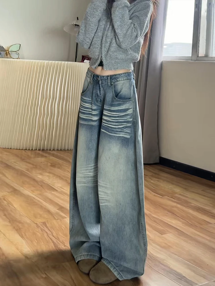 American Retro Washed Pattern Wide Leg Jeans Women Spring Summer New Loose Slimming Lazy Style High Waist Denim Pants
American Retro Washed Pattern Wide Leg Jeans Women Spring Summer New Loose Slimming Lazy Style High Waist Denim Pants