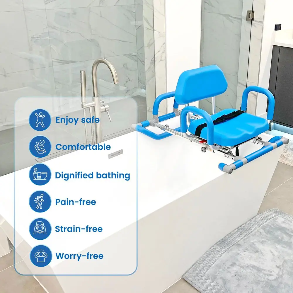 HydroSlide Sliding Shower Chair Swivel Seat for Bathtub, Soft, Padded with industryexclusive, patented GapBridge safety feature
HydroSlide Sliding Shower Chair Swivel Seat for Bathtub, Soft, Padded with industryexclusive, patented GapBridge safety feature