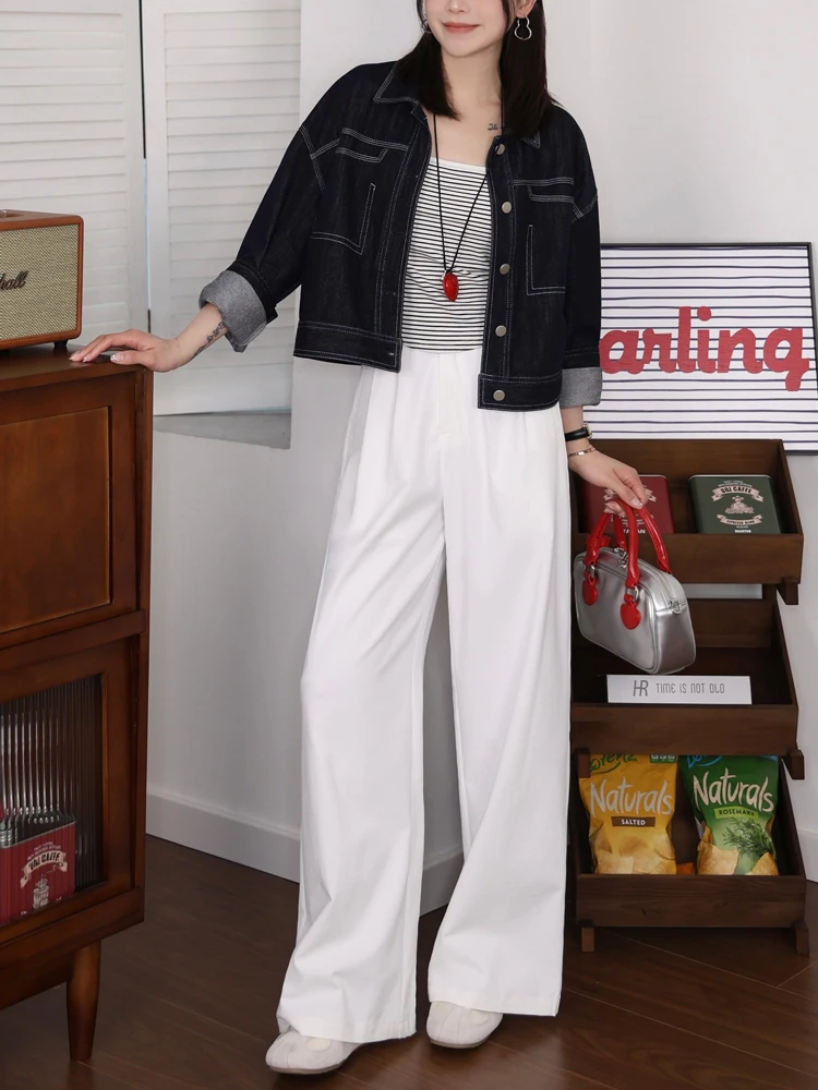 High Waist Loose Straight Leg White Suit Pants Women's Korean Style Casual Wide Leg Trousers Spring Summer New Arrival
High Waist Loose Straight Leg White Suit Pants Women's Korean Style Casual Wide Leg Trousers Spring Summer New Arrival