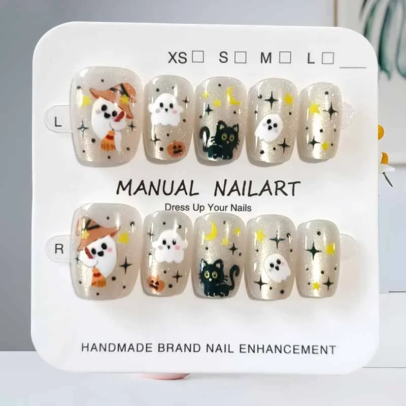 10Pcs Halloween Cute Chic Cat and Little Ghost Troublemaker Press on Nails Fake Nails Nail Art Nail Patch French False Nails
10Pcs Halloween Cute Chic Cat and Little Ghost Troublemaker Press on Nails Fake Nails Nail Art Nail Patch French False Nails