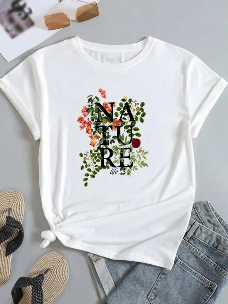 Graphic Top T Shirt Fashion Summer Print Short Sleeve Clothing Letter Plant Cute Floral Women Clothes T-shirt Tee
Graphic Top T Shirt Fashion Summer Print Short Sleeve Clothing Letter Plant Cute Floral Women Clothes T-shirt Tee