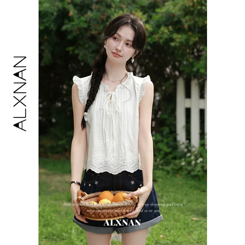 ALXNAN White Blouse Women Summer Flutter Sleeve Hollow Out Embroidery Shirt Cotton 100% Elegant Sleeveless Female Tops L63903
ALXNAN White Blouse Women Summer Flutter Sleeve Hollow Out Embroidery Shirt Cotton 100% Elegant Sleeveless Female Tops L63903