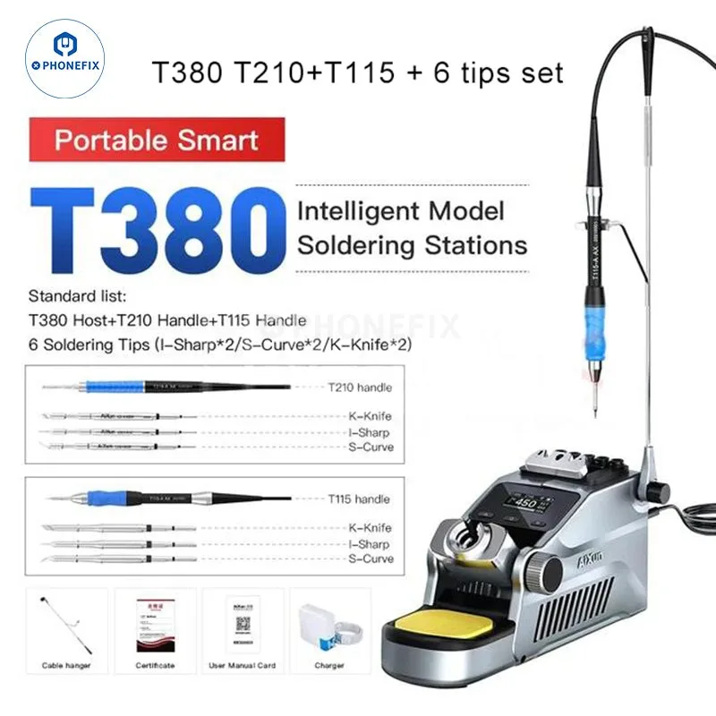 AIxun T380 80W Smart Soldering Station Support T210 Handle Tips 1Second Heating Rapid Melting tin Welding Rework Station
AIxun T380 80W Smart Soldering Station Support T210 Handle Tips 1Second Heating Rapid Melting tin Welding Rework Station