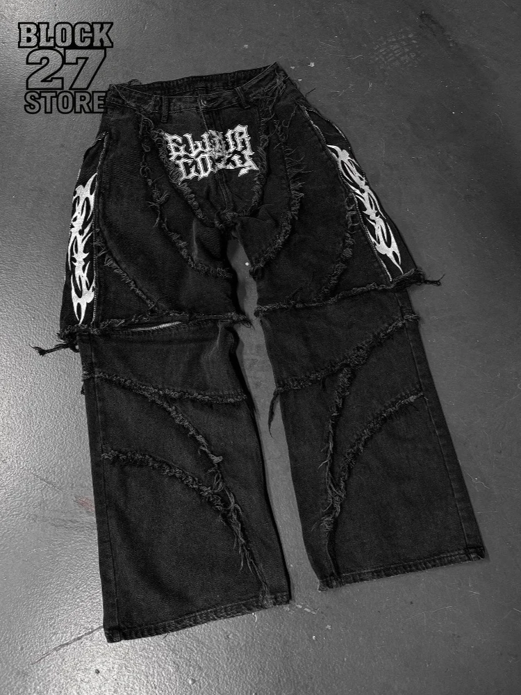 Mens Jeans Y2K Vintage Patchwork Embroidery Stripe Fur Trim Zip Denim Pants Harajuku Unisex Loose Fit Streetwear Retro Fashion
Mens Jeans Y2K Vintage Patchwork Embroidery Stripe Fur Trim Zip Denim Pants Harajuku Unisex Loose Fit Streetwear Retro Fashion