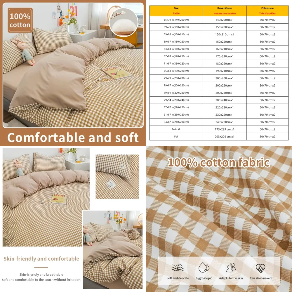 Skin Friendly Breathable 100% Cotton Duvet Cover Set with Plaid Stripe - Japan Simple Style Bedding Set Including 1 Duvet Cover
Skin Friendly Breathable 100% Cotton Duvet Cover Set with Plaid Stripe - Japan Simple Style Bedding Set Including 1 Duvet Cover