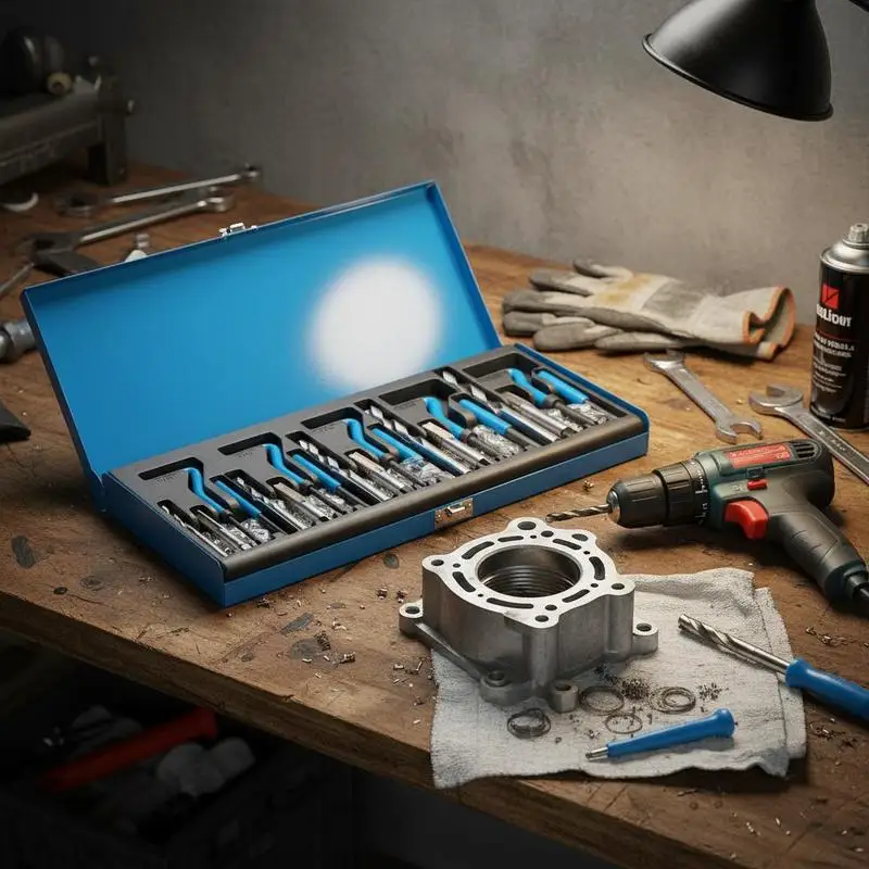 Screw Thread Restoration Set 131PCS For Garage Workshop Maintenance, 1/4" 5/16" 3/8" 7/16" 1/2"UNC Rethreading Tool Kit High Speed Steel Drill Bits Taps Insertion Tools Luggage Case Included
Screw Thread Restoration Set 131PCS For Garage Workshop Maintenance, 1/4" 5/16" 3/8" 7/16" 1/2"UNC Rethreading Tool Kit High Speed Steel Drill Bits Taps Insertion Tools Luggage Case Included