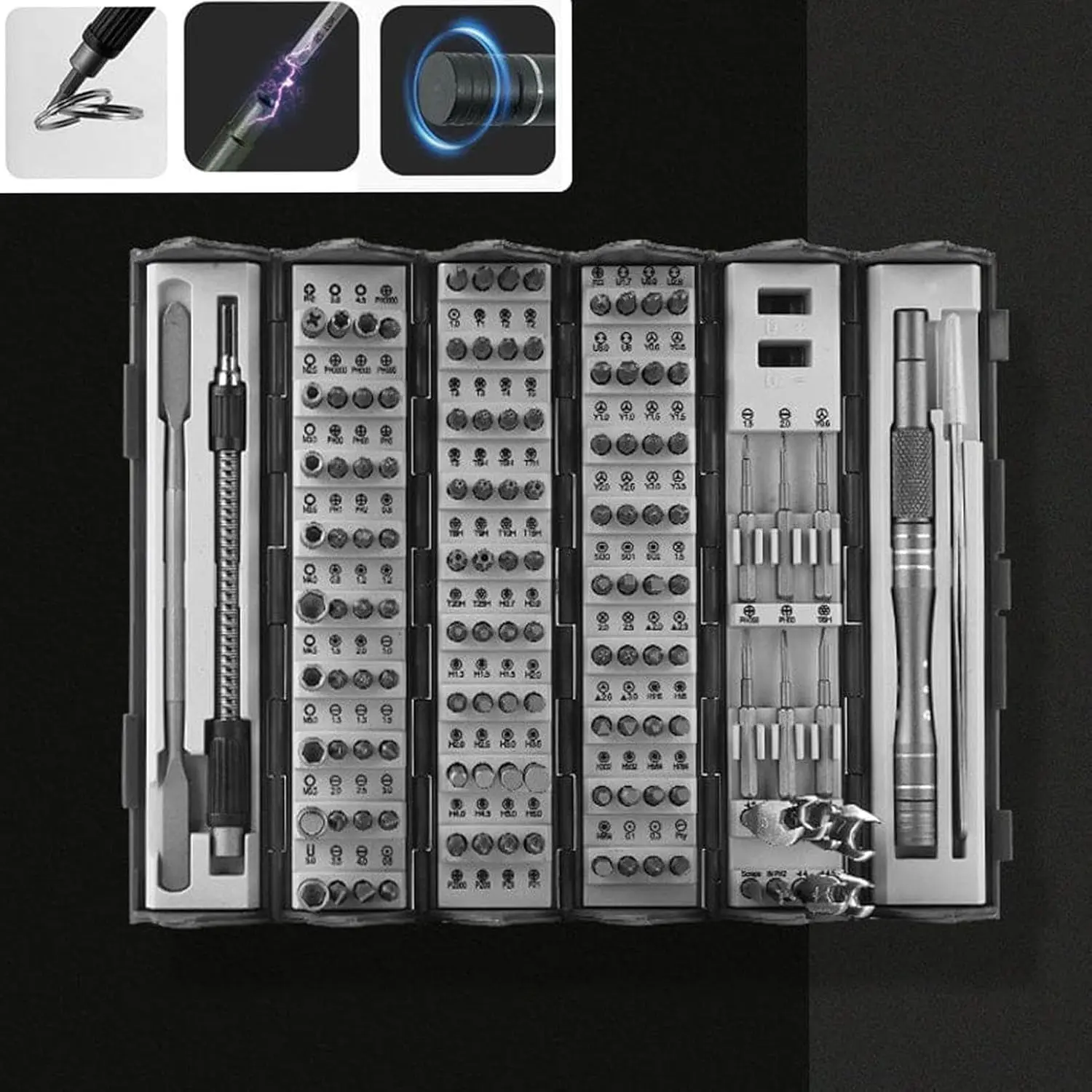 128 in 1 Precision Screwdriver Set Magnetic Phillips Torx Screw Driver Bits Portable Electronic Repair Tool Set Roll-up Case
128 in 1 Precision Screwdriver Set Magnetic Phillips Torx Screw Driver Bits Portable Electronic Repair Tool Set Roll-up Case