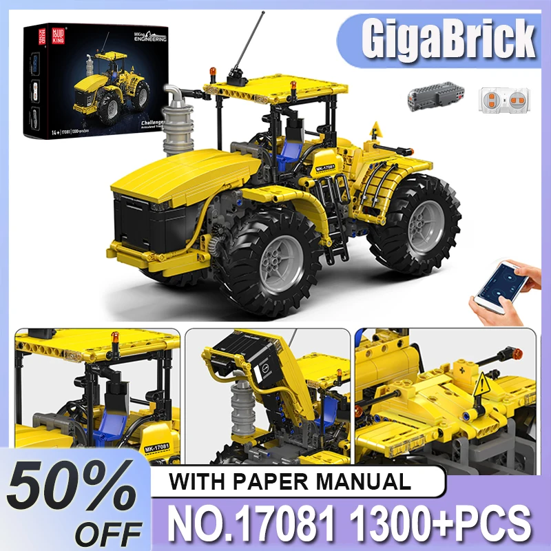 MOULD KING 17081 Engineering Technical Articulated Tractor Building Block RC Agricultural Tractor Brick Toy Set for Adults Kids
MOULD KING 17081 Engineering Technical Articulated Tractor Building Block RC Agricultural Tractor Brick Toy Set for Adults Kids