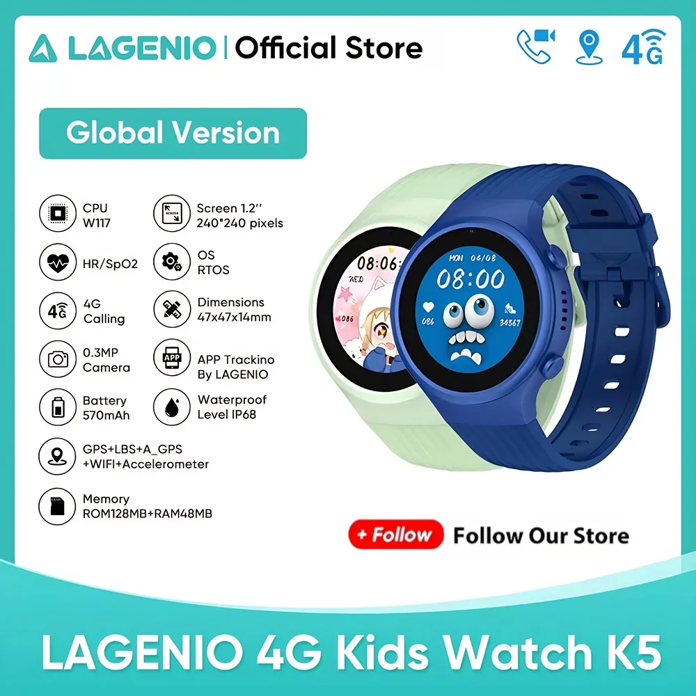 Глобальные LAGENIO 4G детские часы K5 SOS GPS трекер местоположения SIM-карта вызов SmartWatch камера водонепроницаемые часы подарки на день рождения для детей
Глобальные LAGENIO 4G детские часы K5 SOS GPS трекер местоположения SIM-карта вызов SmartWatch камера водонепроницаемые часы подарки на день рождения для детей