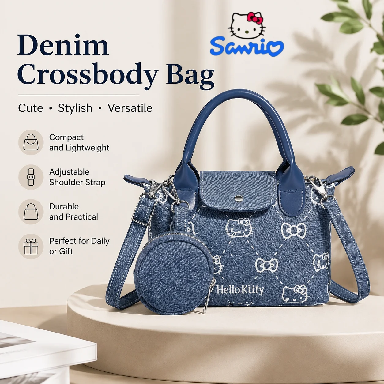 Sanrio Hello Kitty Denim Crossbody Bag Adjustable Strap Bag Handbag Shoulder Bag Gift for Women Girls School Daily Zipper Pocket
Sanrio Hello Kitty Denim Crossbody Bag Adjustable Strap Bag Handbag Shoulder Bag Gift for Women Girls School Daily Zipper Pocket