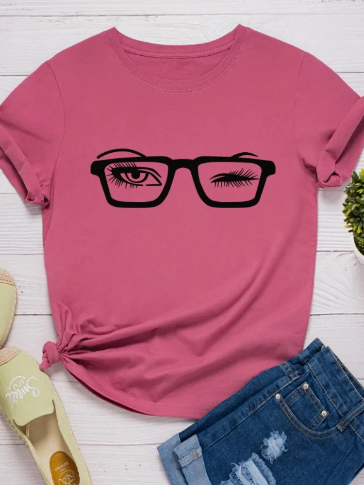 Wear Glasses Eyelash Print Women T Shirt Short Sleeve O Neck Loose Women Tshirt Ladies Fashion Tee Shirt Tops Clothes Mujer
Wear Glasses Eyelash Print Women T Shirt Short Sleeve O Neck Loose Women Tshirt Ladies Fashion Tee Shirt Tops Clothes Mujer