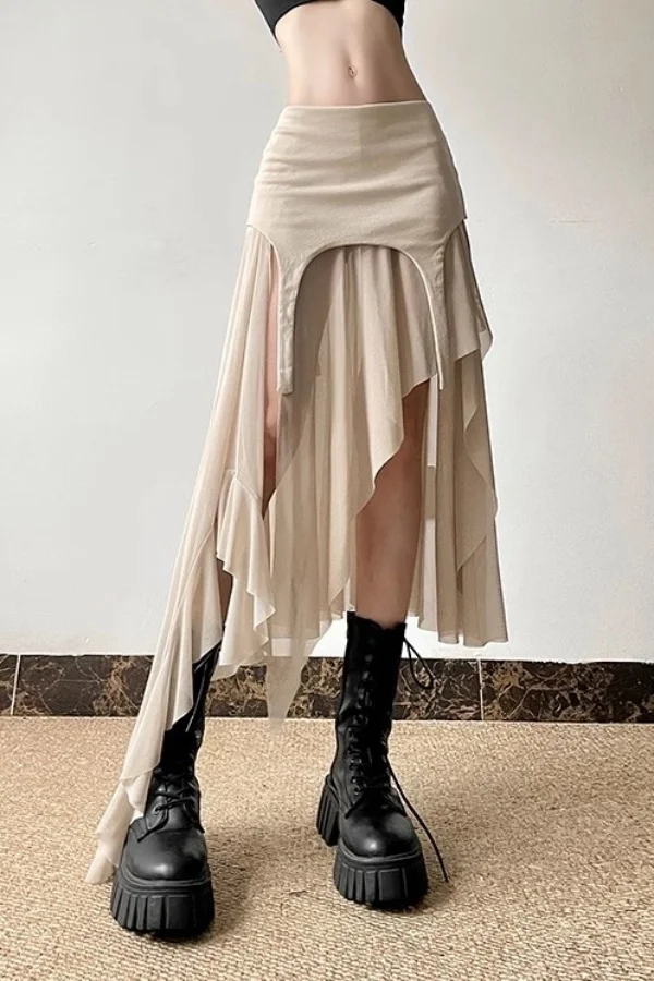 Spicy Girl Style Light and Thin Split Irregular Skirt Women's High Waist Exposed Navel Slimming Versatile Half Skirt
Spicy Girl Style Light and Thin Split Irregular Skirt Women's High Waist Exposed Navel Slimming Versatile Half Skirt