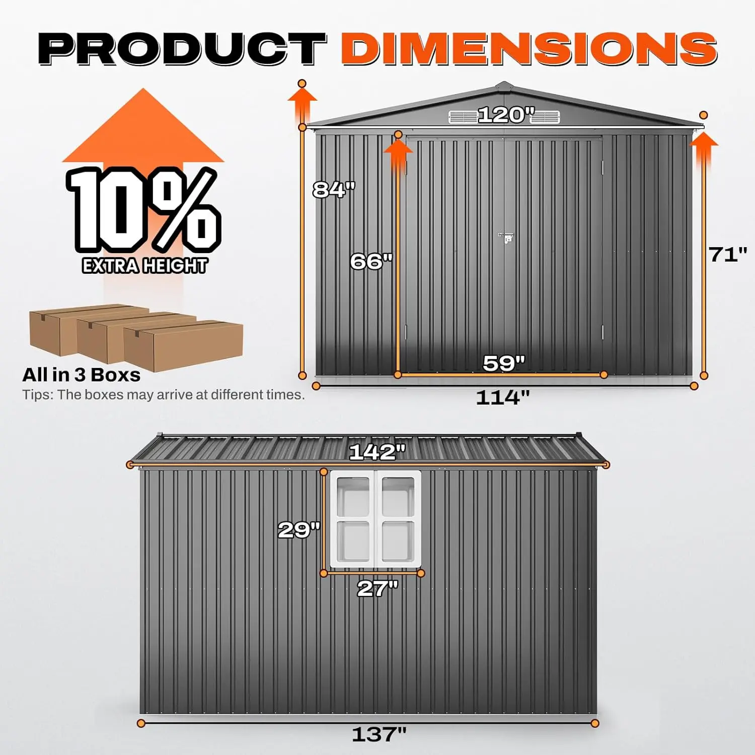 Large 10x12 FT Outdoor Storage Shed, Metal Workshop with Skylight & 4 Windows, Waterproof Utility Shed for Ride-on, Custom
Large 10x12 FT Outdoor Storage Shed, Metal Workshop with Skylight & 4 Windows, Waterproof Utility Shed for Ride-on, Custom