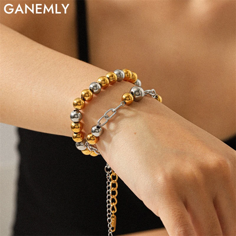 GANEMLY 316L Stainless Steel 2-Color Beads Charms Bracelet Bangle For Women New High Quality Jewelry Wrist Chain Gift Bijoux
GANEMLY 316L Stainless Steel 2-Color Beads Charms Bracelet Bangle For Women New High Quality Jewelry Wrist Chain Gift Bijoux