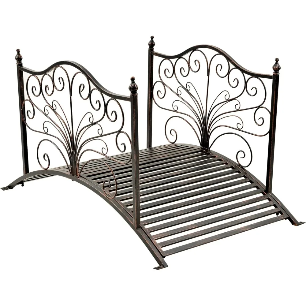 4’ Metal Arch Backyard Garden Bridge with Safety Siderails, Delicate Scrollwork, & Easy Assembly, Black Bronze
4’ Metal Arch Backyard Garden Bridge with Safety Siderails, Delicate Scrollwork, & Easy Assembly, Black Bronze
