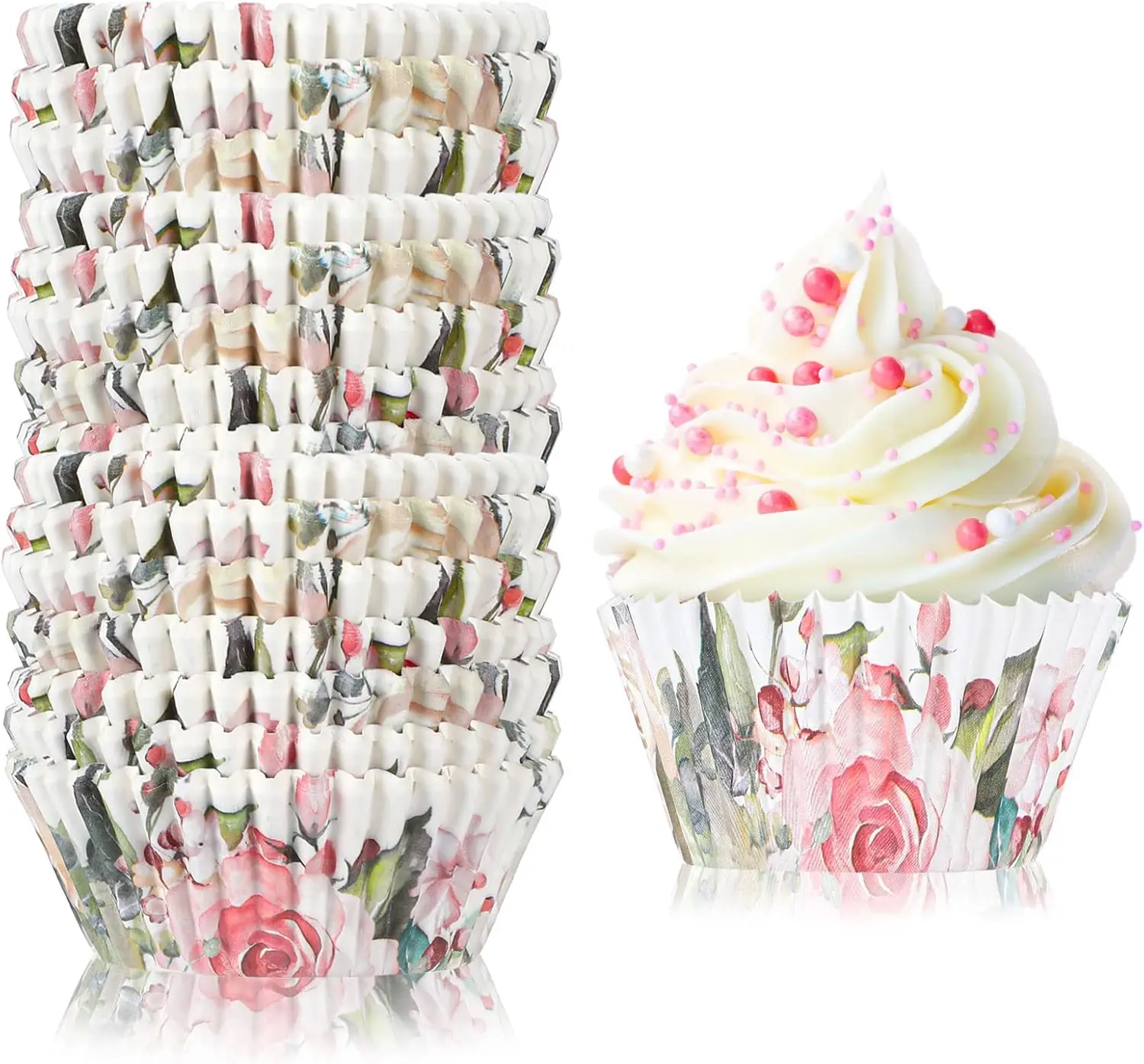 300 Floral Cupcake Liners, Baking Cups for Wedding Baby Shower Birthday Party Decor, 8x5x3cm
300 Floral Cupcake Liners, Baking Cups for Wedding Baby Shower Birthday Party Decor, 8x5x3cm