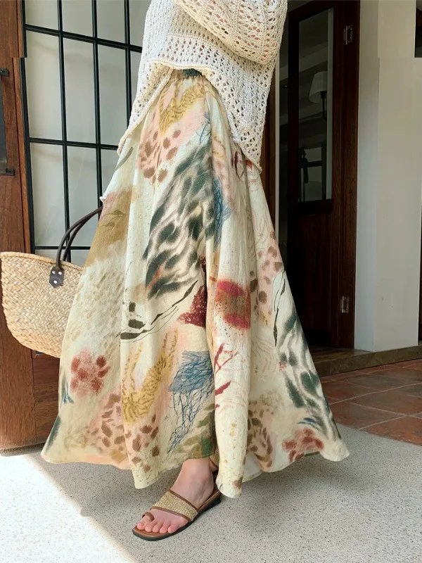 Retro Oil Painting Style Floral Print A-Line Midi Skirt Elegant Summer New Arrival Cotton Elastic Waist Loose Fit H-Shape
Retro Oil Painting Style Floral Print A-Line Midi Skirt Elegant Summer New Arrival Cotton Elastic Waist Loose Fit H-Shape