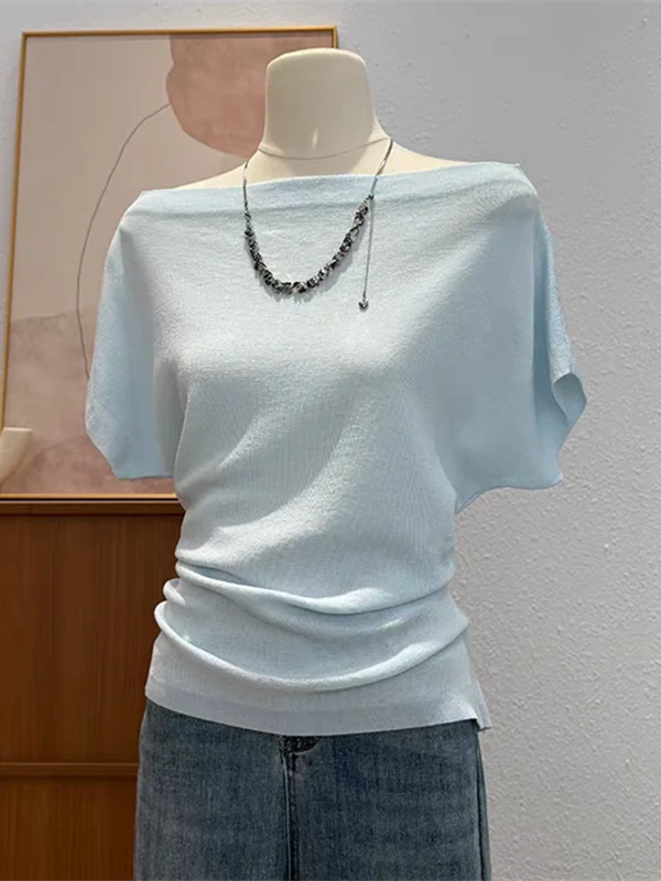 Unique Design Knitted Short Sleeve T-Shirt Women Summer One Shoulder Waist Cinched Slimming Body Shirt Sexy Top Comfortable Fit
Unique Design Knitted Short Sleeve T-Shirt Women Summer One Shoulder Waist Cinched Slimming Body Shirt Sexy Top Comfortable Fit