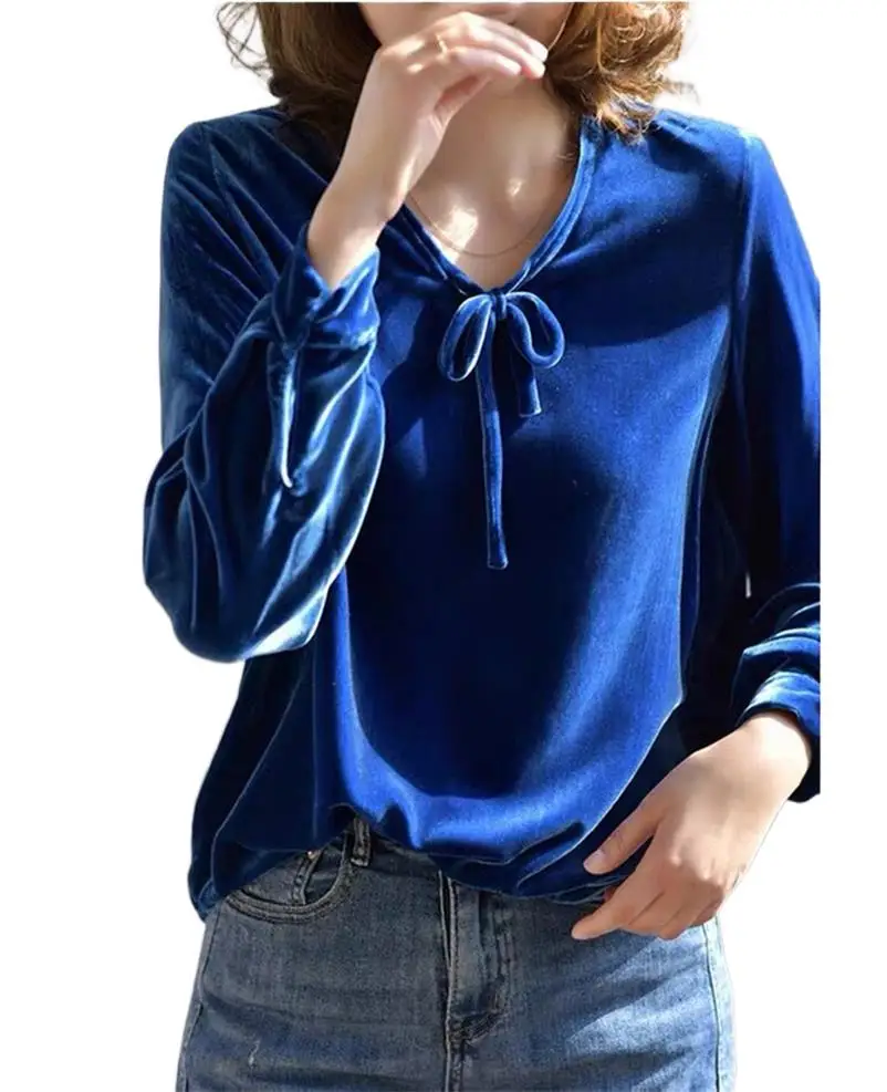 Women 2024 Fall and Winter Tops Solid V-Neck Lace Up Velvet Bottoming Shirt Office lady Long Sleeve Pullover Warm T-Shirt mujer
Women 2024 Fall and Winter Tops Solid V-Neck Lace Up Velvet Bottoming Shirt Office lady Long Sleeve Pullover Warm T-Shirt mujer