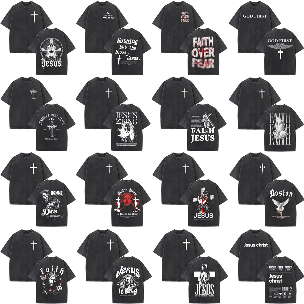 Jesus Christian Bible Series Washed Vintage T-shirt Men Women Clothing Fashion Oversized Streetwear Male Casual Cotton T Shirts
Jesus Christian Bible Series Washed Vintage T-shirt Men Women Clothing Fashion Oversized Streetwear Male Casual Cotton T Shirts
