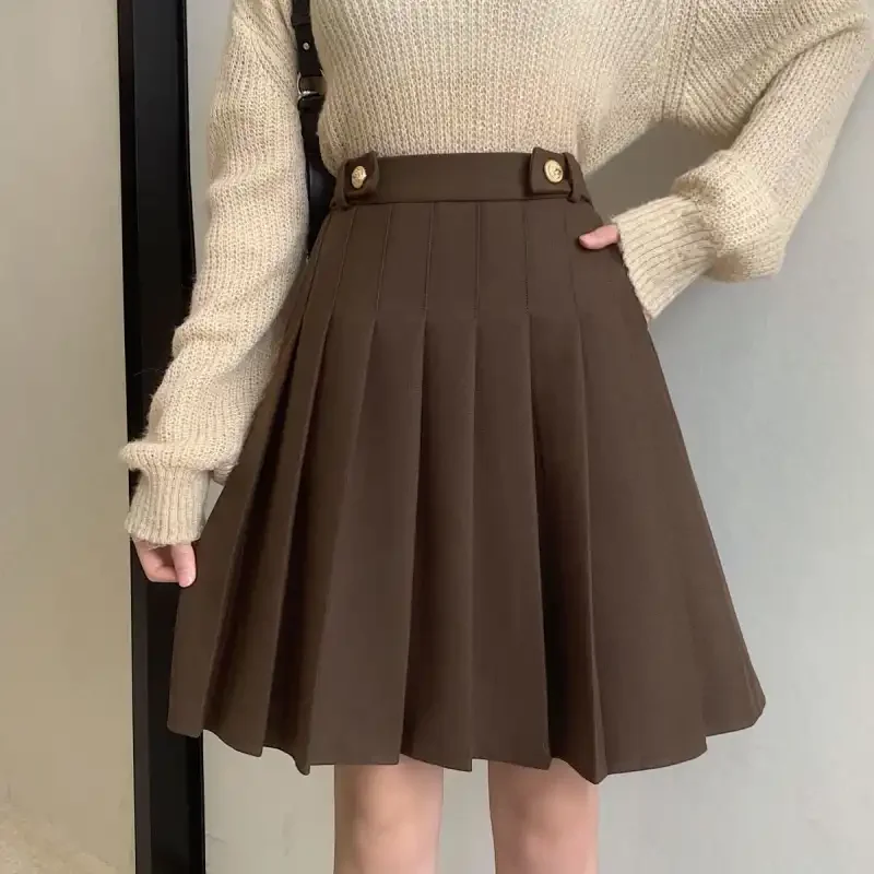 Pleated Mini Skirt With Button Detail For Women Casual Preppy Style Office Wear
Pleated Mini Skirt With Button Detail For Women Casual Preppy Style Office Wear