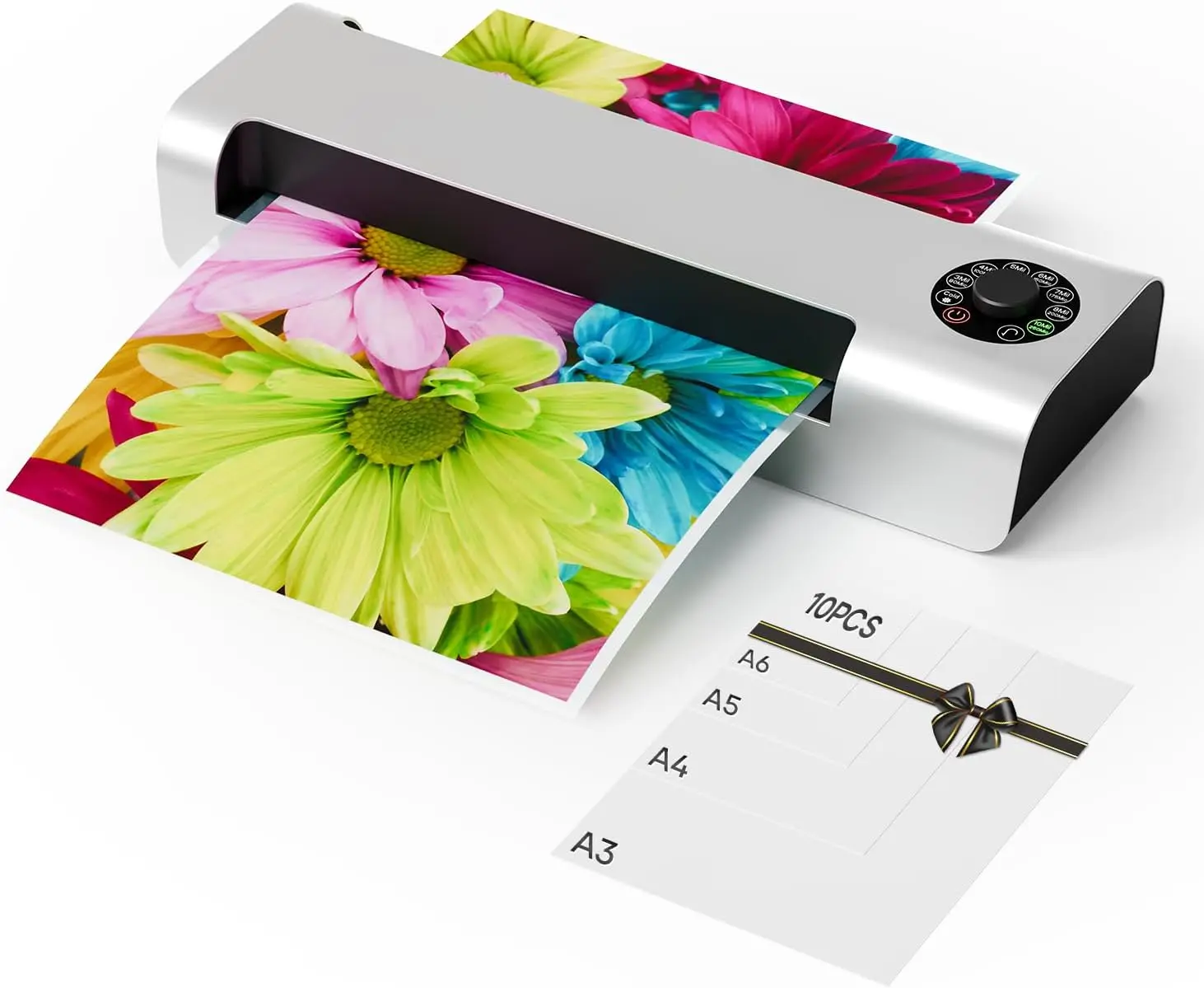13 Inch 4-Roll Laminator for 3-10mil, Hot & Cold Use, Fast 60s Warm-Up, Jam-Free, A3 Size, Silver
13 Inch 4-Roll Laminator for 3-10mil, Hot & Cold Use, Fast 60s Warm-Up, Jam-Free, A3 Size, Silver