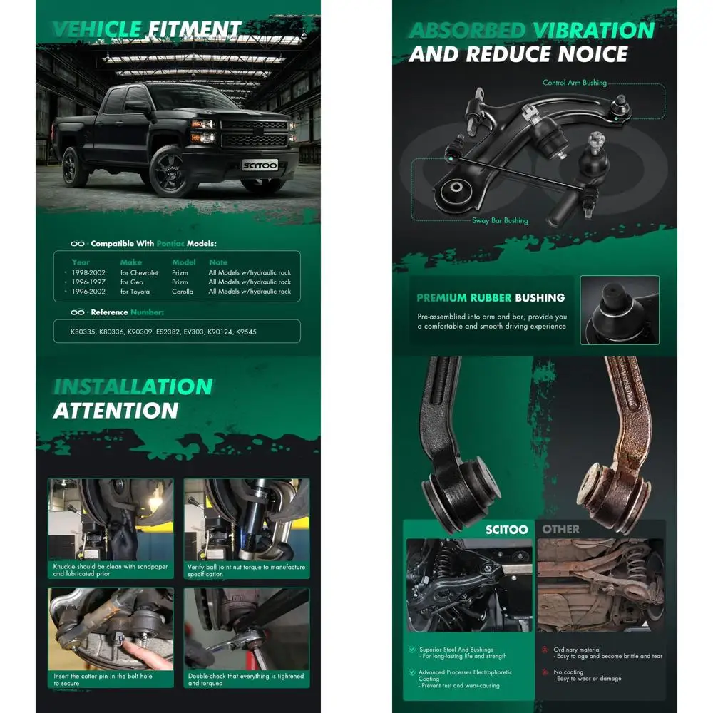 SCITOO 12 шт. комплект подвески, передний нижний рычаг управления, шаровые шарниры, внутренние и внешние наконечники рулевой тяги, тяги стабилизатора поперечной устойчивости, подходят для 1996-2002 гг.
SCITOO 12 шт. комплект подвески, передний нижний рычаг управления, шаровые шарниры, внутренние и внешние наконечники рулевой тяги, тяги стабилизатора поперечной устойчивости, подходят для 1996-2002 гг.