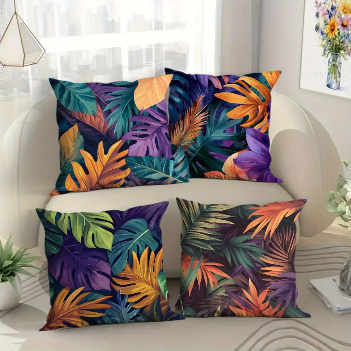 Tropical leaf pattern double-sided Printed pillow cover Short plush Suitable living room bedrooms sofas throw cushion cover 4pcs
Tropical leaf pattern double-sided Printed pillow cover Short plush Suitable living room bedrooms sofas throw cushion cover 4pcs