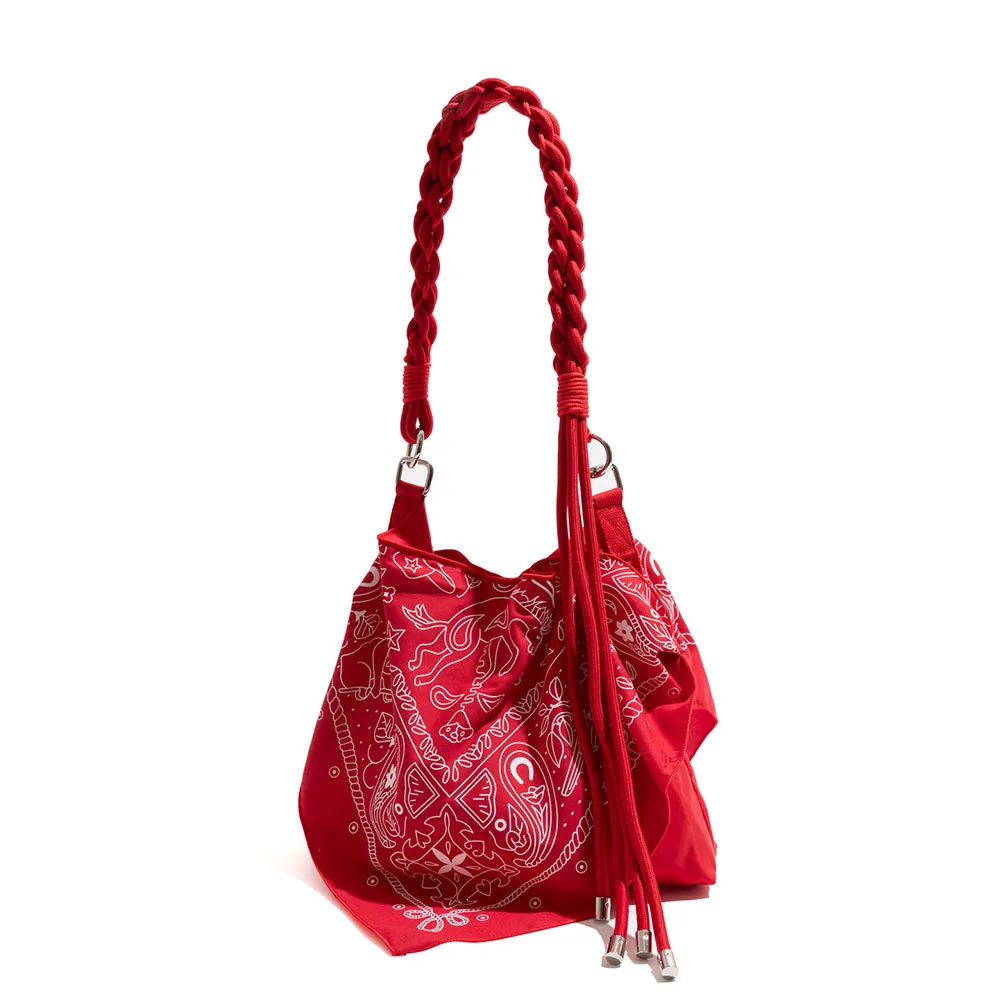 Hot Selling New Printed Pattern Shoulder Bag Tassel Design Red Single Shoulder Bag Retro Style Nylon Bags For Women Daily Use
Hot Selling New Printed Pattern Shoulder Bag Tassel Design Red Single Shoulder Bag Retro Style Nylon Bags For Women Daily Use