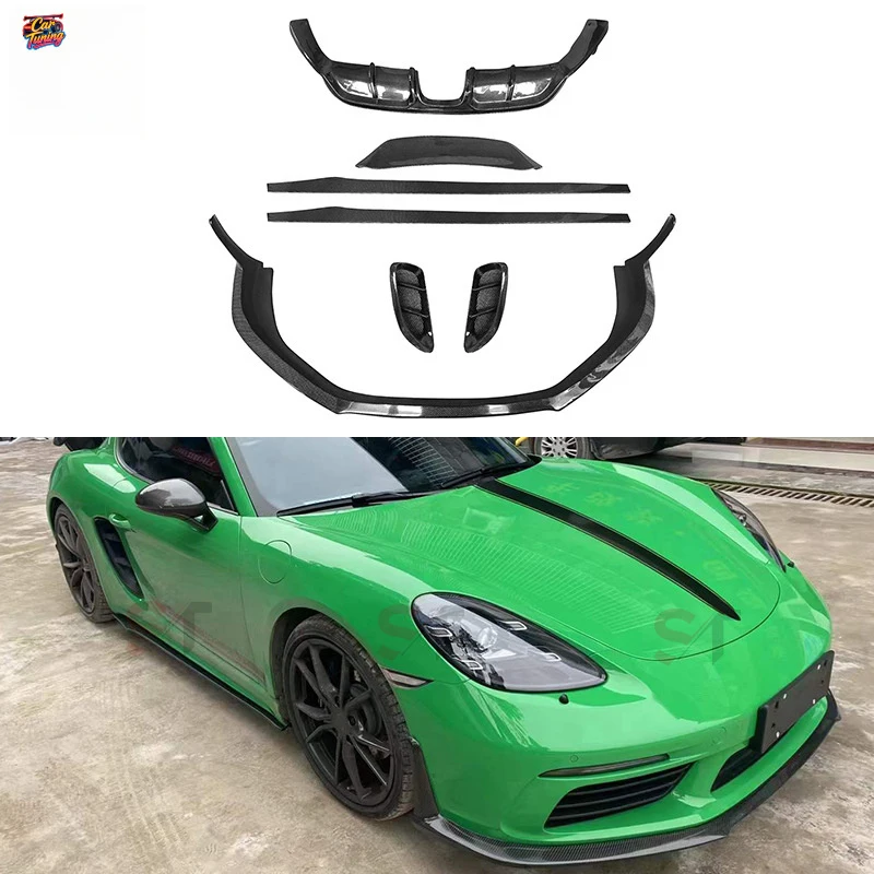 Suitable for Porsche 718 carbon fiber body kit, front spoiler, lip, skirts, rear wing, side vents, modified car access
Suitable for Porsche 718 carbon fiber body kit, front spoiler, lip, skirts, rear wing, side vents, modified car access