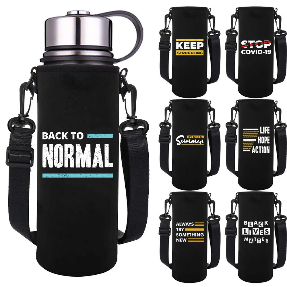 550-1500ML Insulated Water Bottle Sleeve Adjustable Strap Phrase Print Portable Outdoor Water Bottle Carrier for Hiking, Travel
550-1500ML Insulated Water Bottle Sleeve Adjustable Strap Phrase Print Portable Outdoor Water Bottle Carrier for Hiking, Travel