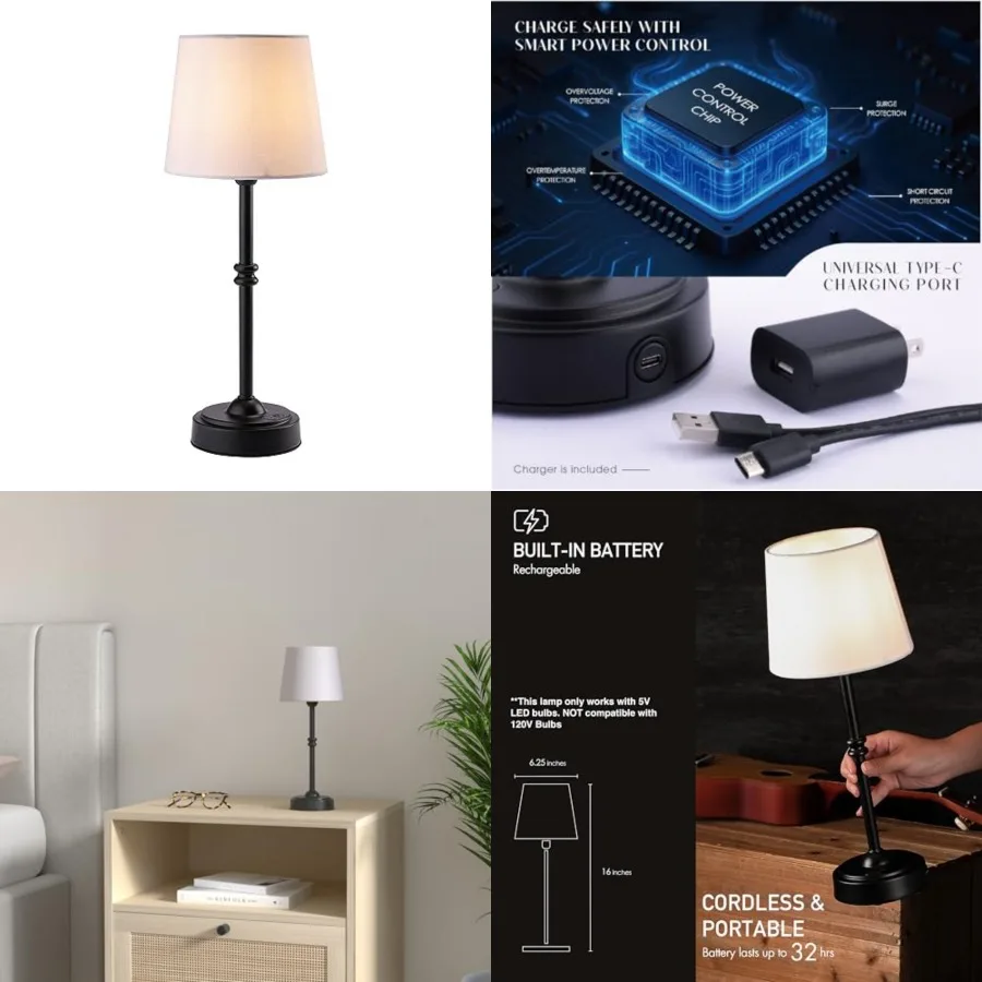 O'Bright Seraph - Cordless LED Table Lamp with Dimmer, Built-in Rechargeable Battery, 3-Level Brightness, Patio Table Lamp, Bed
O'Bright Seraph - Cordless LED Table Lamp with Dimmer, Built-in Rechargeable Battery, 3-Level Brightness, Patio Table Lamp, Bed