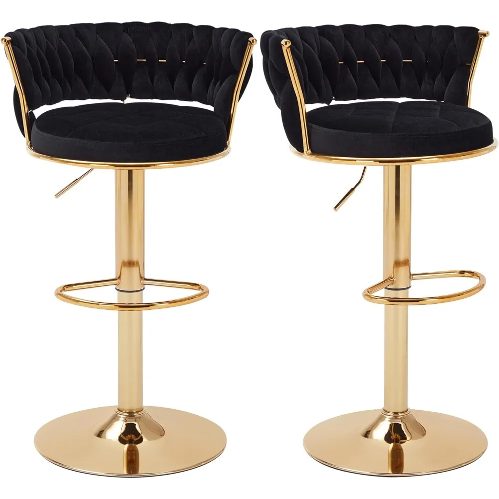 Bar Stools Set of 2, Adjustable Barstools Counter Height Stools with Back and Arm, Velvet Woven Kitchen Island Stools w/Gold Me
Bar Stools Set of 2, Adjustable Barstools Counter Height Stools with Back and Arm, Velvet Woven Kitchen Island Stools w/Gold Me