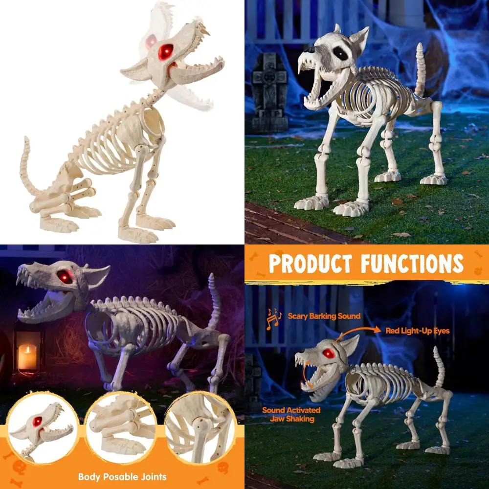 Halloween Skeleton Dog Decoration 34 Inches with Red LED Eyes, Auto-Opening Jaw, Movable Poses, Spooky Pet for Outdoor Yard
Halloween Skeleton Dog Decoration 34 Inches with Red LED Eyes, Auto-Opening Jaw, Movable Poses, Spooky Pet for Outdoor Yard