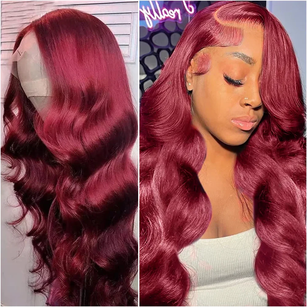 99J Burgundy Red Colored 13x4 Lace Front Human Hair Wig Body Wave 200% Density 13x6 HD Transparent Lace Frontal Wigs For Women
99J Burgundy Red Colored 13x4 Lace Front Human Hair Wig Body Wave 200% Density 13x6 HD Transparent Lace Frontal Wigs For Women