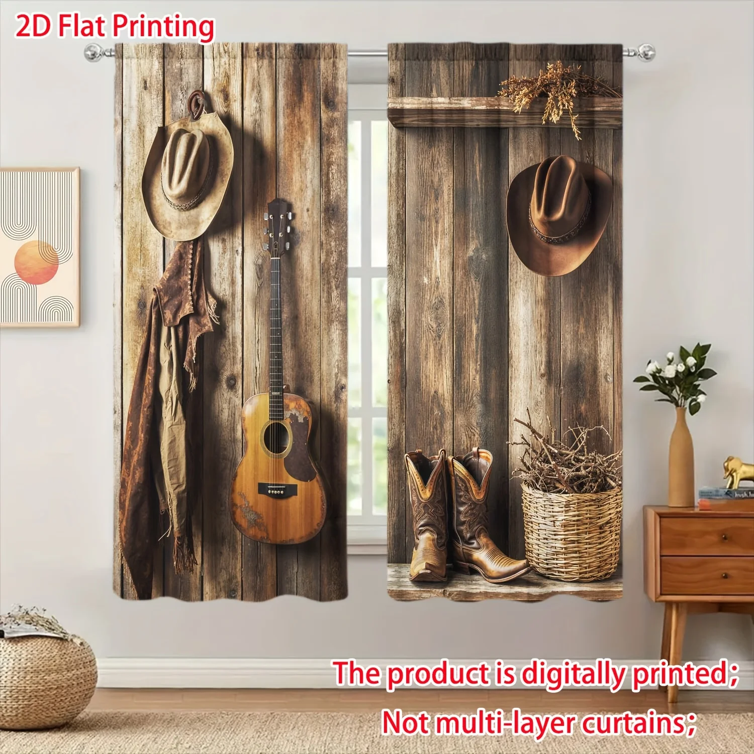2pcs Western Cowboy Guitar Boots Curtains Blackout Drapes for Man Cave Rustic Decor Country Music Print Window Treatment Panels
2pcs Western Cowboy Guitar Boots Curtains Blackout Drapes for Man Cave Rustic Decor Country Music Print Window Treatment Panels