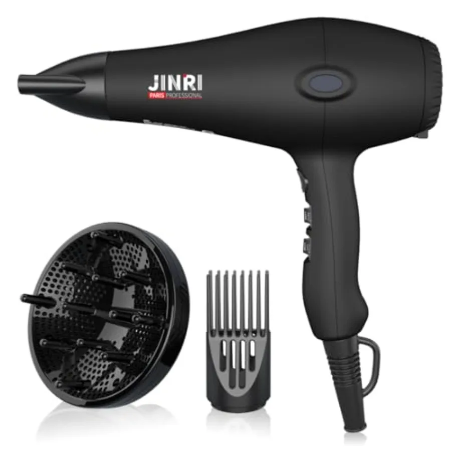 JINRI Hair Dryer 1875W 3 Heat and 2 Speed with Diffuser with Concentrator Detachable Air Intake Ionic Technology and Infrared -
JINRI Hair Dryer 1875W 3 Heat and 2 Speed with Diffuser with Concentrator Detachable Air Intake Ionic Technology and Infrared -
