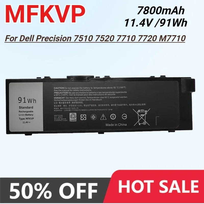 MFKVP 91 Втч аккумулятор для ноутбука Dell Precision 7710 7720 7510 7520 M7710 M7510 T05W1 1G9VM GR5D3 0FNY7 M28DH 11,4 В 7800 мАч Bateria
MFKVP 91 Втч аккумулятор для ноутбука Dell Precision 7710 7720 7510 7520 M7710 M7510 T05W1 1G9VM GR5D3 0FNY7 M28DH 11,4 В 7800 мАч Bateria