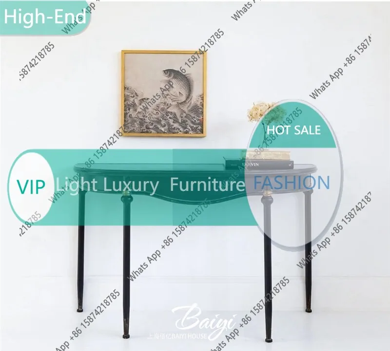 Nc French retro old-fashioned Xuanguantai entrance foyer semi-round table solid wood carving antique black against the wall
Nc French retro old-fashioned Xuanguantai entrance foyer semi-round table solid wood carving antique black against the wall