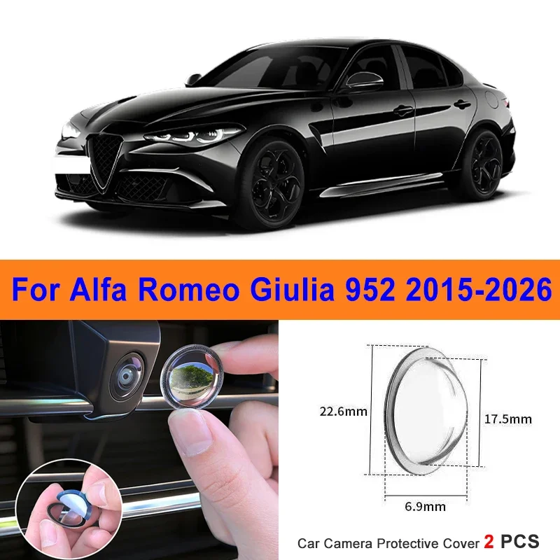 360 Reverse Image Car Camera Cover Anti-Scratch PC Lens Protector Stickers For Alfa Romeo Giulia 952 2015-2026 2Pcs