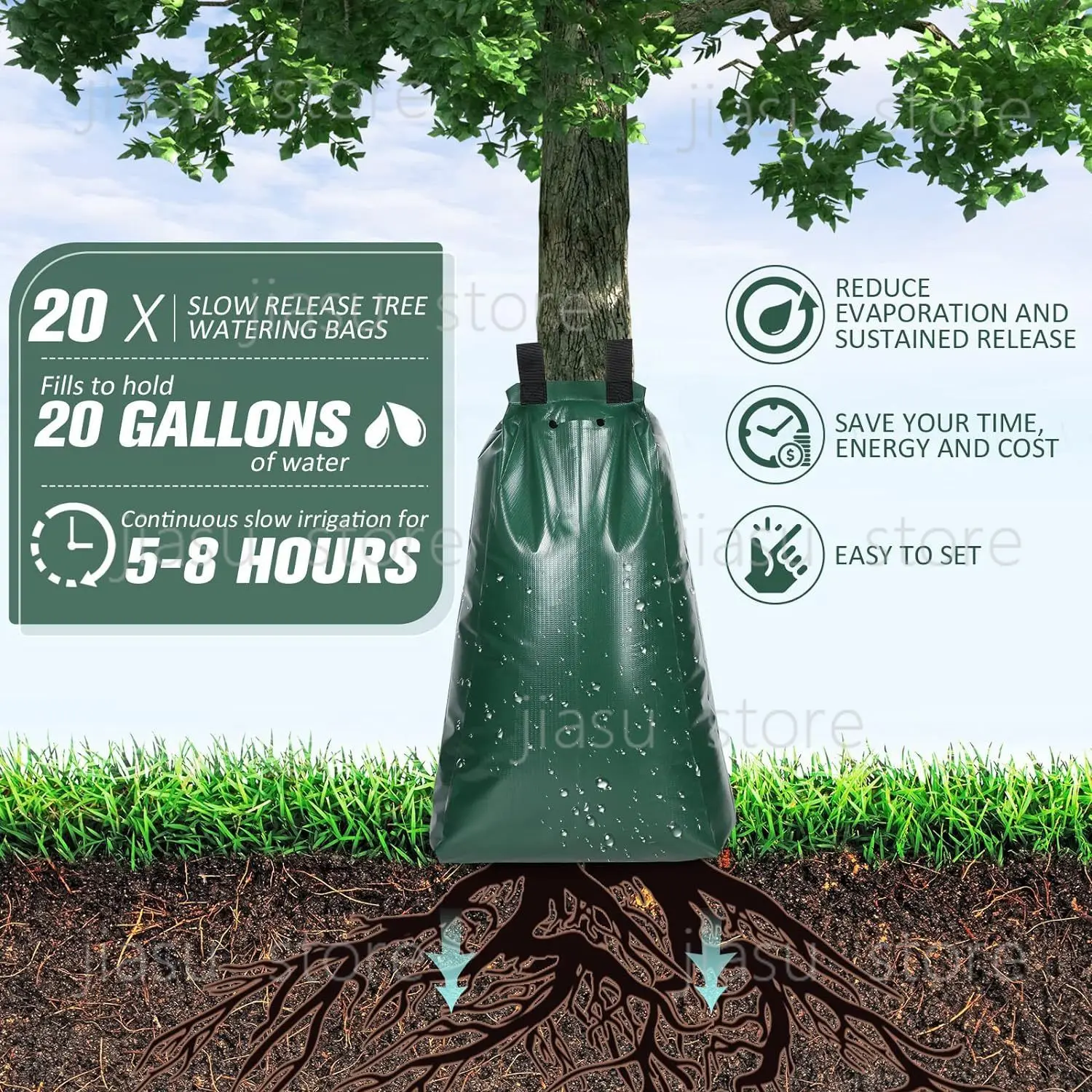 Heavy Duty 20 Gallon PVC Tree Watering Bag Slow Release Drip Bag for Garden Irrigation
Heavy Duty 20 Gallon PVC Tree Watering Bag Slow Release Drip Bag for Garden Irrigation