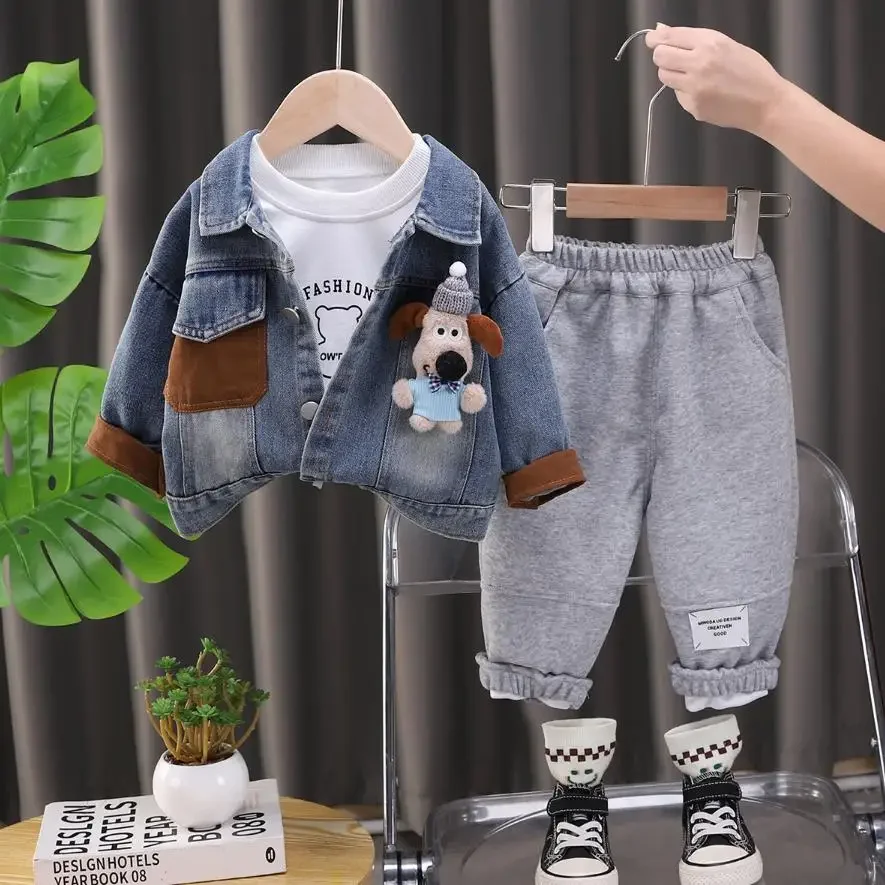 Children Baby Clothing Suits 1 To 5 Years Handsome Puppy Cowboy Coat+T-shirts+Pants Toddler Tracksuits Boys Kids Outfits Sets
Children Baby Clothing Suits 1 To 5 Years Handsome Puppy Cowboy Coat+T-shirts+Pants Toddler Tracksuits Boys Kids Outfits Sets