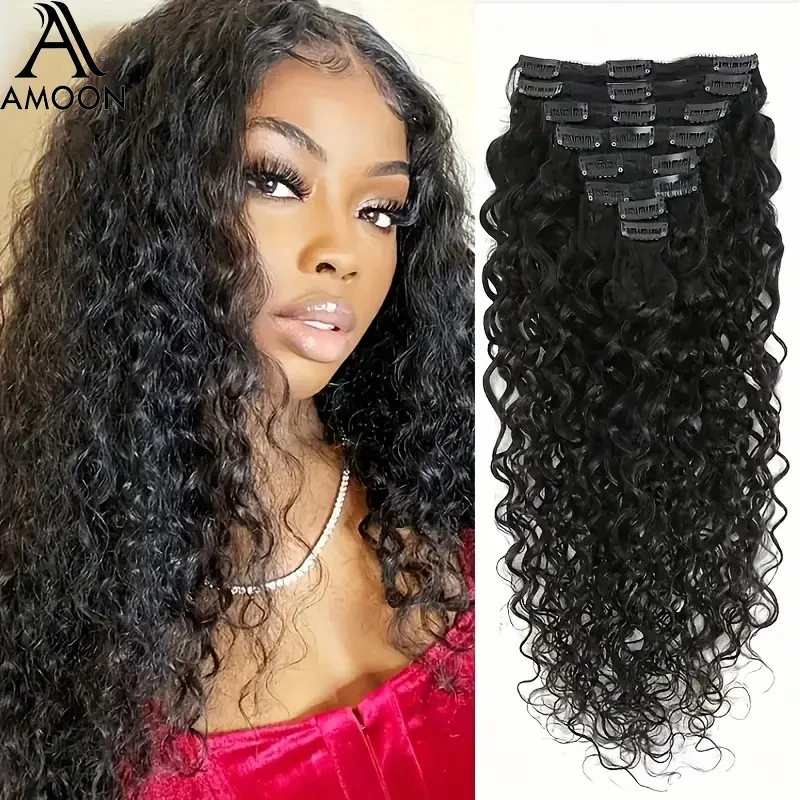 100%Human Hair Water Wave Clip In Hair Extensions Brazilian Virgin Hair Full Head Clip Hair Extension for Women Natural Color 1B
100%Human Hair Water Wave Clip In Hair Extensions Brazilian Virgin Hair Full Head Clip Hair Extension for Women Natural Color 1B