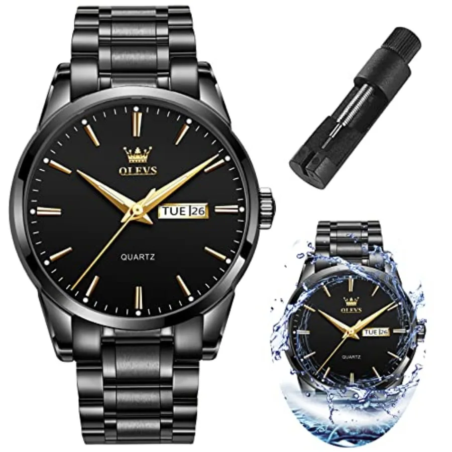 OLEVS Mens Watches Luxury Waterproof Lumius Easy Read Chrograph Watches Full Gold/White Dail/Black Face with Calendar Wrist Wat
OLEVS Mens Watches Luxury Waterproof Lumius Easy Read Chrograph Watches Full Gold/White Dail/Black Face with Calendar Wrist Wat