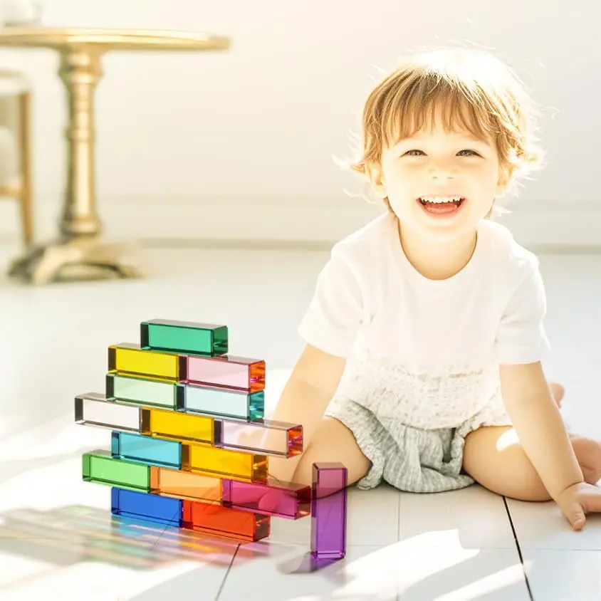 7.5cm Rainbow Crystal Acrylic Blocks, 16 Colors Stacking Educational Sensory Toys for Kids
7.5cm Rainbow Crystal Acrylic Blocks, 16 Colors Stacking Educational Sensory Toys for Kids