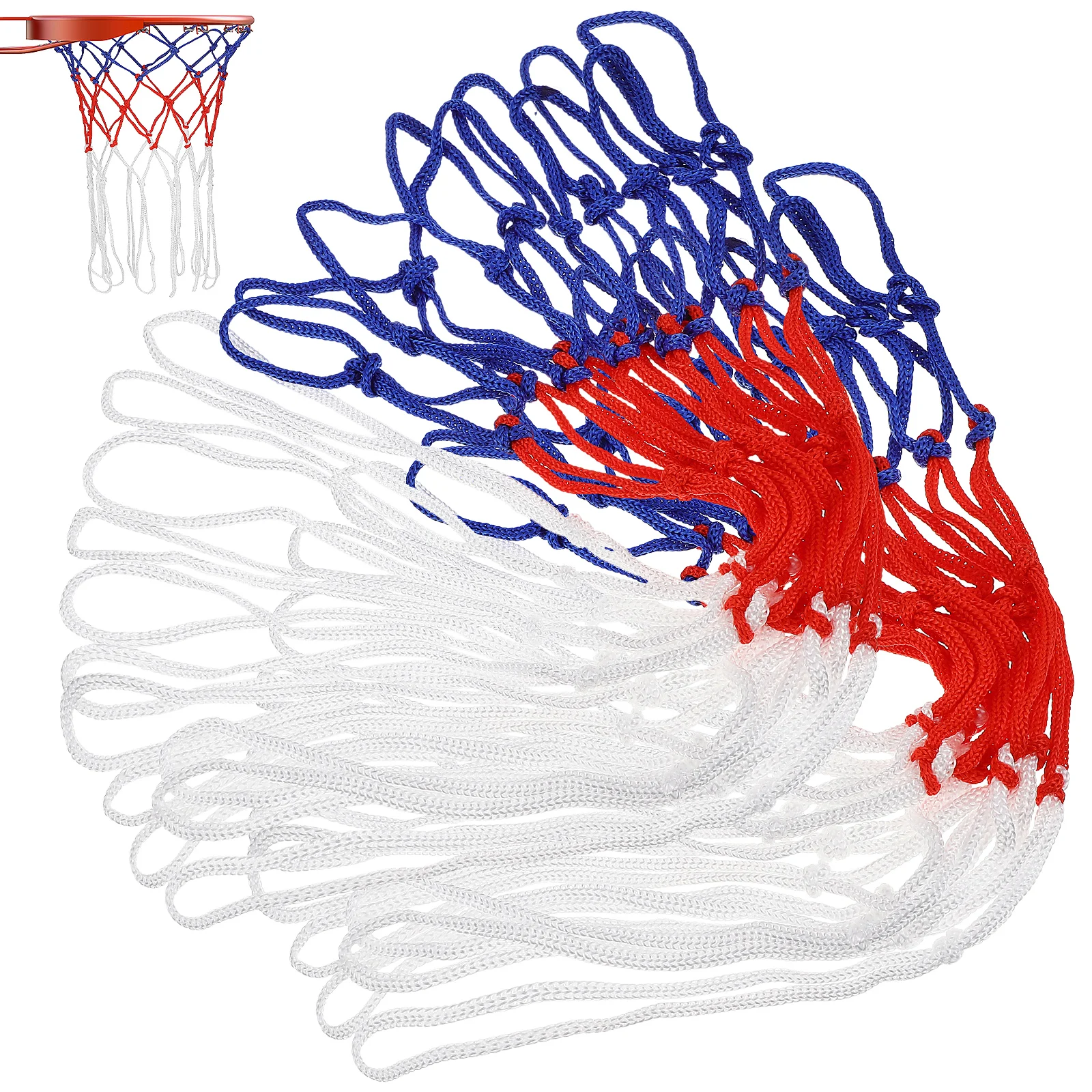 2 Pieces Basketball Net Kit White Red Blue 50cm 12 Hooks Durable Nylon Outdoor Indoor Practice Replacement Accessories
2 Pieces Basketball Net Kit White Red Blue 50cm 12 Hooks Durable Nylon Outdoor Indoor Practice Replacement Accessories
