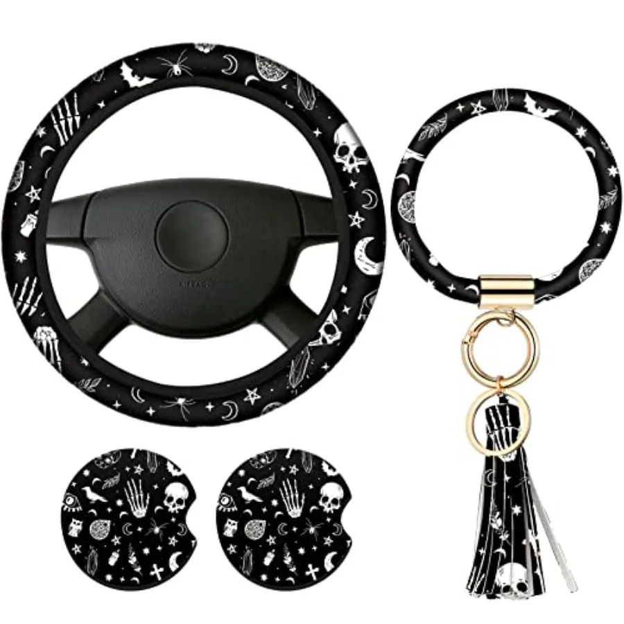 4 Pieces Black Moons White Stars Print Car Accessories Set Black Moons White Stars Steering Wheel Cover with 2 Pieces Car Cup H
4 Pieces Black Moons White Stars Print Car Accessories Set Black Moons White Stars Steering Wheel Cover with 2 Pieces Car Cup H