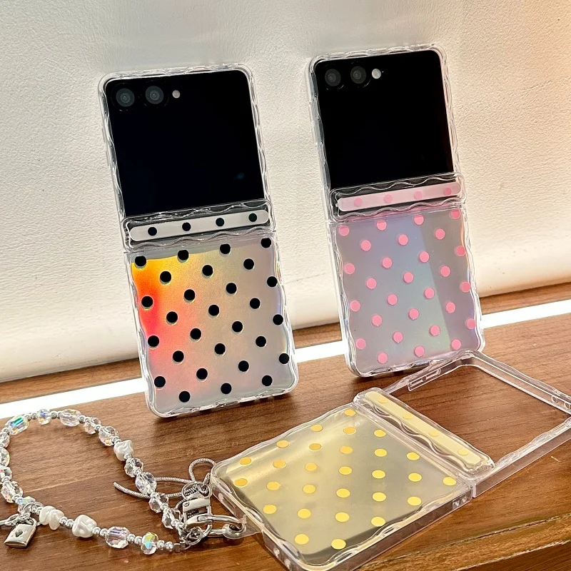Clear Laser Cute Polka Dot Phone Case For Samsung Z Flip 7 6 5 Z Flip6 ZFlip5 Cover with Chain Hard Korea Hinge Cases For ZFlip7
Clear Laser Cute Polka Dot Phone Case For Samsung Z Flip 7 6 5 Z Flip6 ZFlip5 Cover with Chain Hard Korea Hinge Cases For ZFlip7